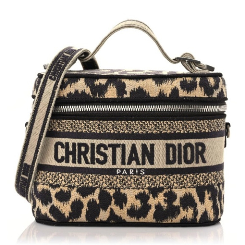 Dior - Black and Tan Leopard Crossbody Vanity Bag